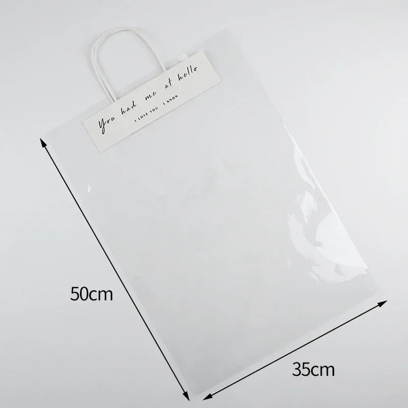 5/10PCS Transparent Flower Wrapping Bags – Gift Packaging with Handle for Weddings, Birthdays, Candy & Flower Box Decor