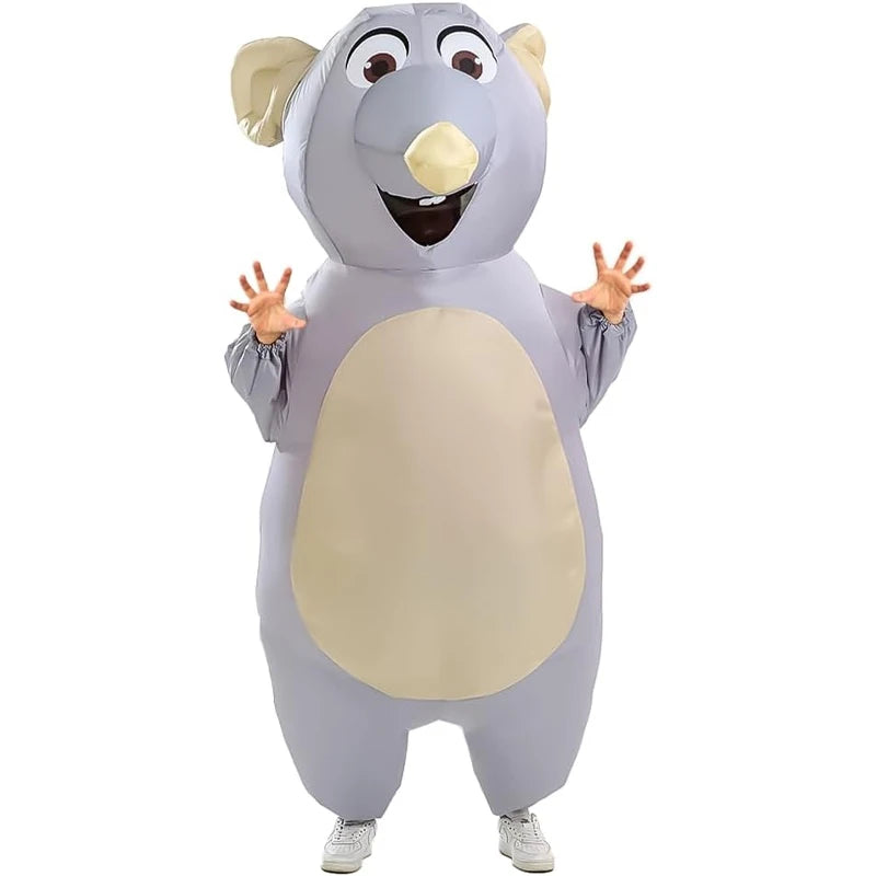 Adult Big Gray Rat Inflatable Costume – Mouse Cosplay Suit for Halloween & Party, Novel Animal Inflatable Prop