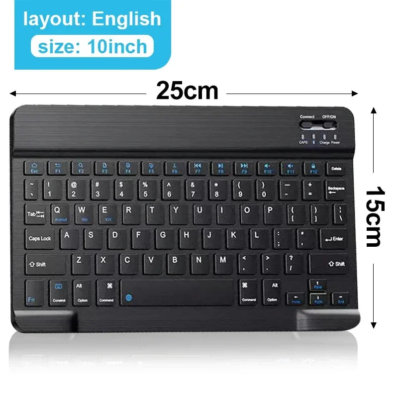 10" Bluetooth Wireless Rechargeable Keyboard – Russian, Spanish, French AZERT Layout for Android, iOS & Windows Tablets & Phones