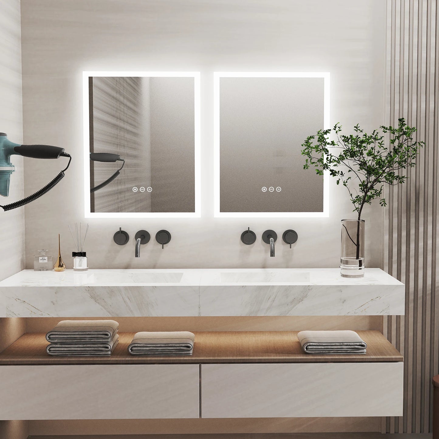 16x20 inch LED Lighted Bathroom Mirror – Wall-Mounted Vanity Mirror with Anti-Fog, Smart Touch Button & Memory Function