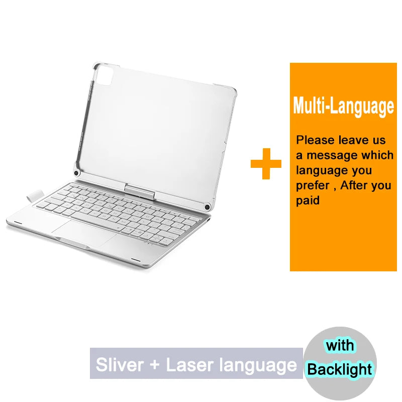 Bluetooth Magic Keyboard Case for iPad — Multi-Language (Arabic, Spanish, French, German) for iPad Pro 11 (2018–2022), Air 4/5, 10.9-inch
