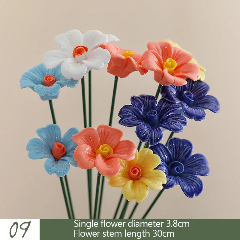 5PCS Handmade Ceramic Flowers – High-Temperature Simulation Eternal Life Flower Decorations, Creative Home & Gift Decor