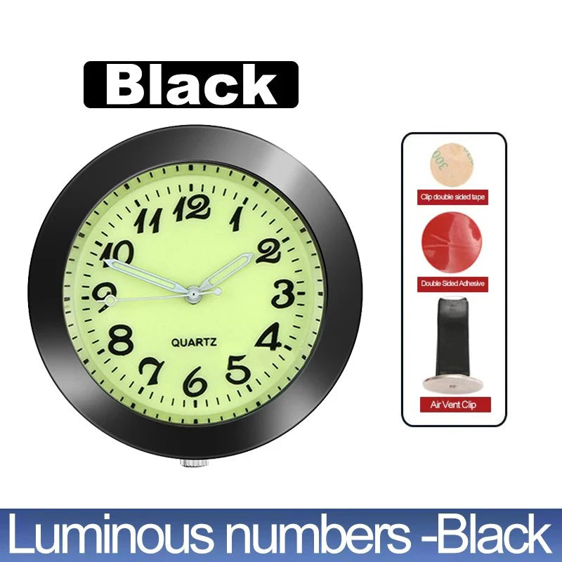 Luminous Stick-On Car Clock β Mini Quartz Digital Dashboard Watch, Glow-in-the-Dark Auto Interior Time Ornament & Car Accessory Gift