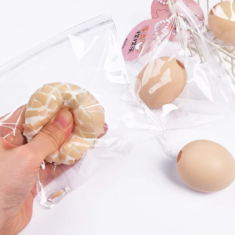 Soft Simulated Egg Stress Relief Toy - Novel Squeeze Fidget Toy for Kids & Adults, Disposable Eggshell Design