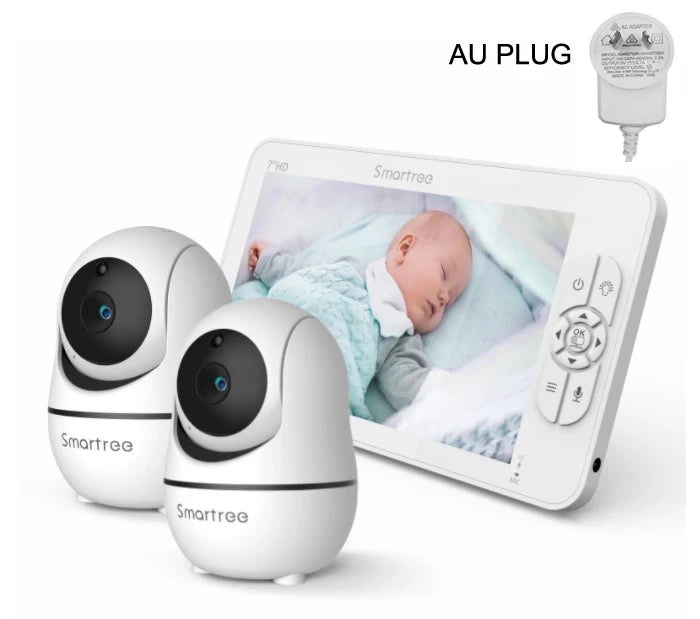 SM70V2 7" 1080P HD Split Screen Baby Monitor – Dual Camera System, Remote Pan/Tilt/Zoom, Hack-Proof Security & 4000mAh Battery Monitor