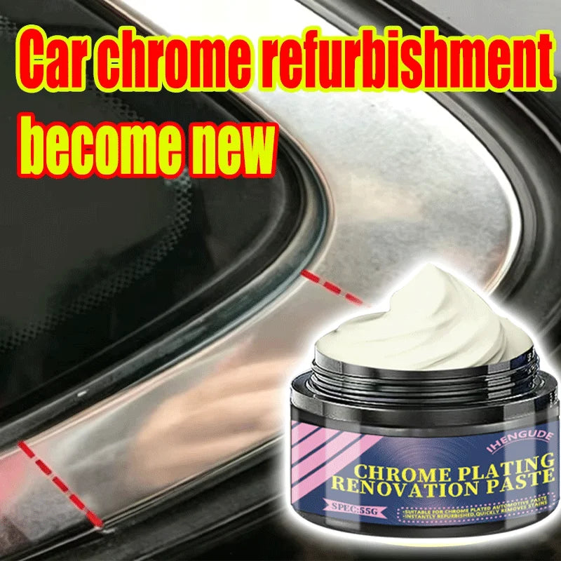 55g Chrome Plating Polish Paste – Metal Rust Remover & Shine Enhancer for Car Trim, Door Handles and Reflective Strips