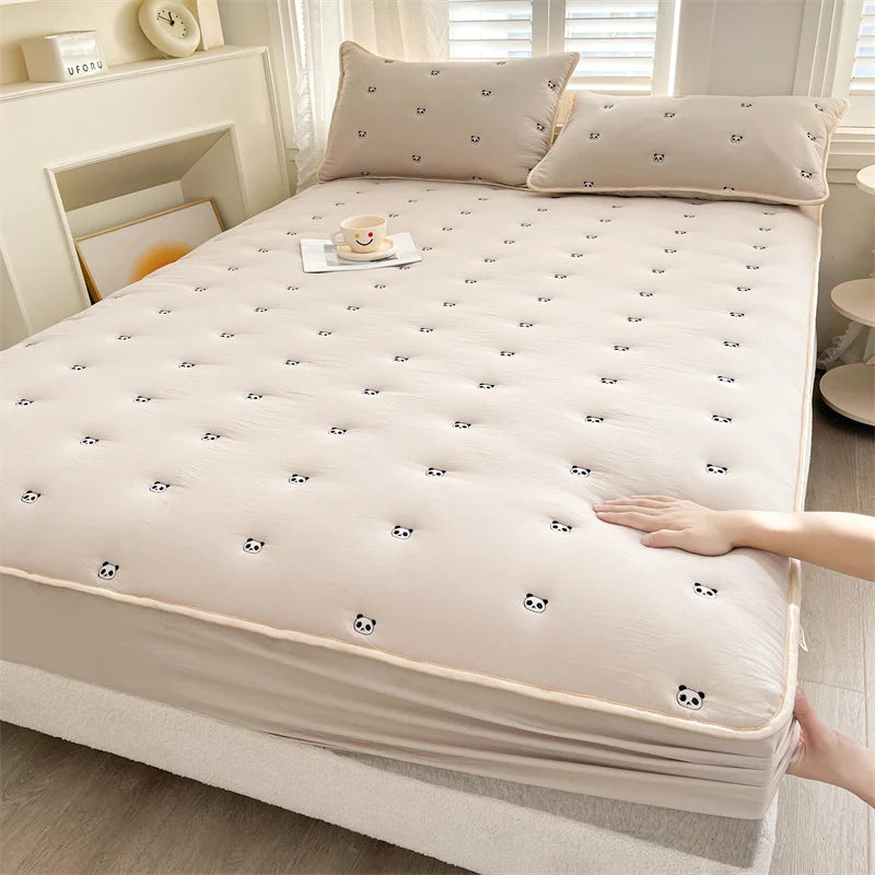 Thick Embroidered Mattress Cover 90x200 – Elastic Fitted Sheet Queen Size Bed Cover (Pillowcase Sold Separately)