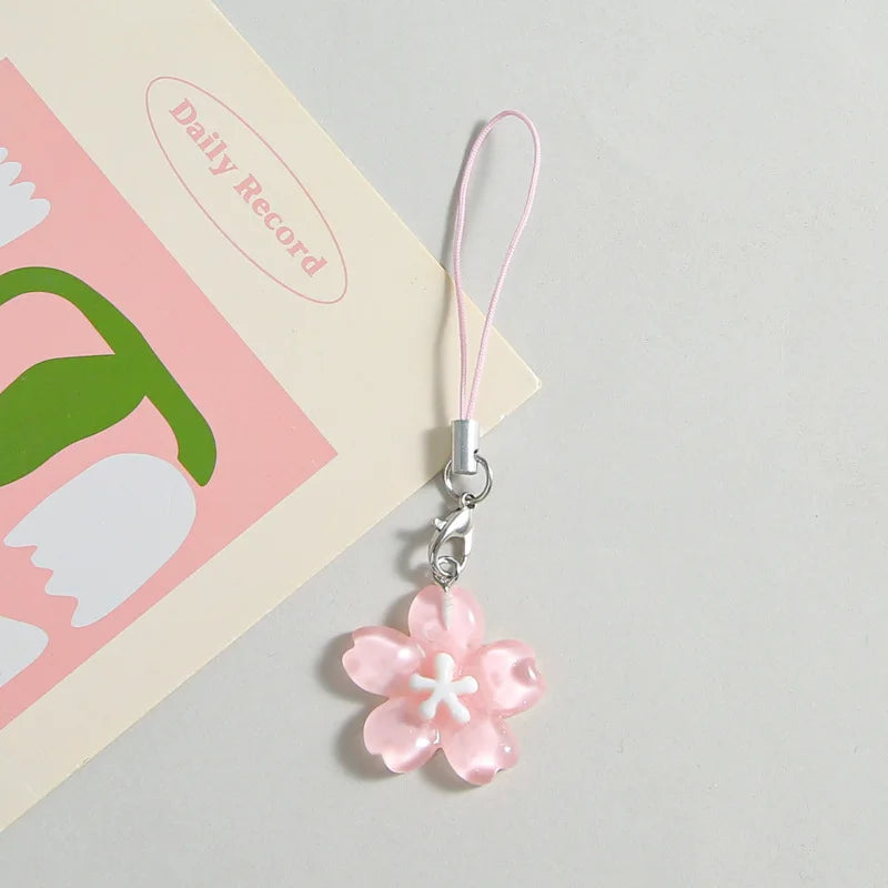 Colorful Resin Flower Phone Chain - Fresh Cute Transparent Key Pendant Bag Charm Accessory for Women & Best Friends