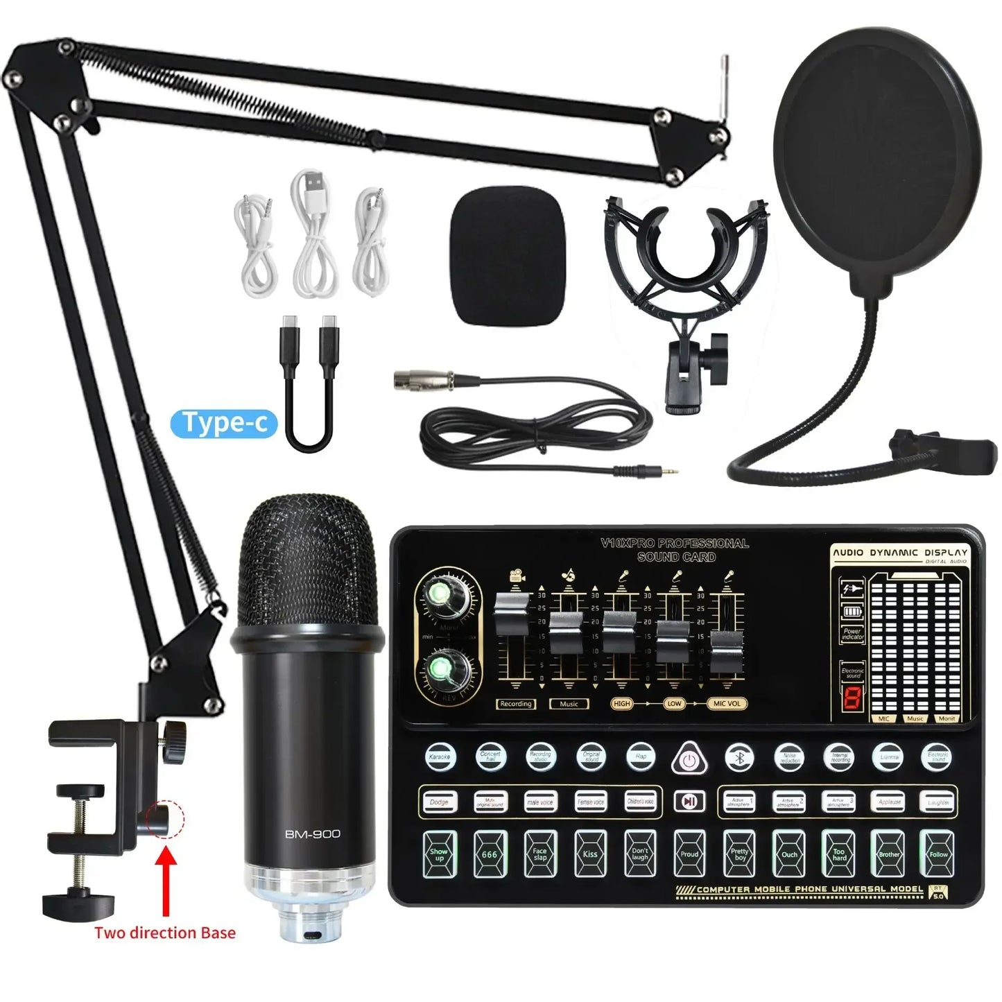 V10XPRO Computer & Mobile Live Stream Microphone Kit – Audio Studio Vocal Recording Equipment