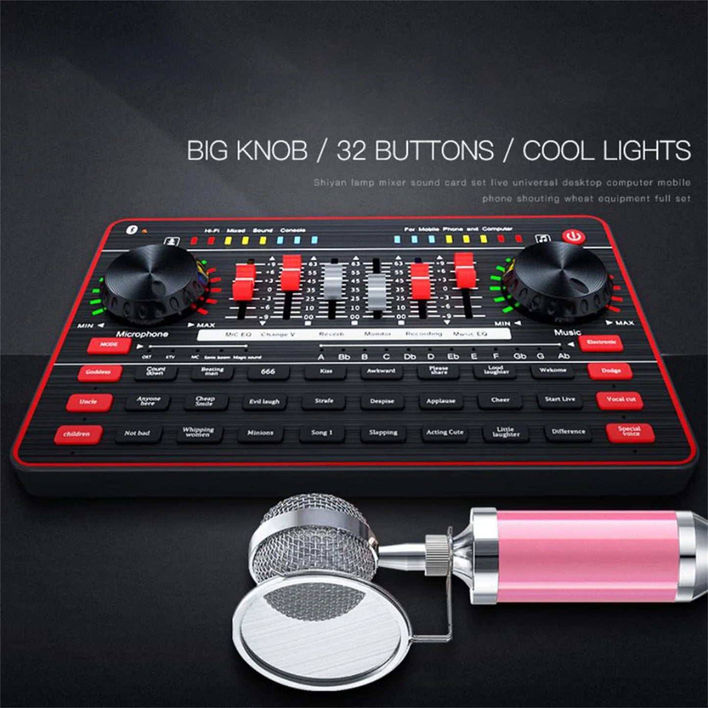GAX-G3 Wireless Microphone Kit - Live Streaming Sound Card Equipment for TikTok Singing, Mobile Phone & Computer Recording