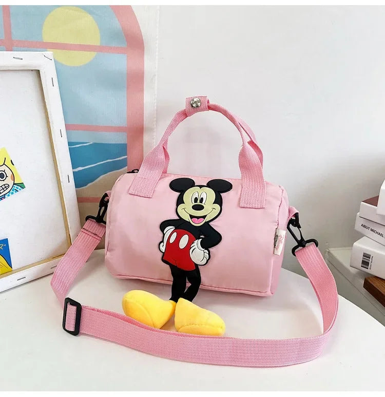 Disney Mickey Mouse Cartoon Small Shoulder Bag – Fashion Trendy Crossbody Cylinder Bag for Women & Girls, Cute Personality Style Handbag