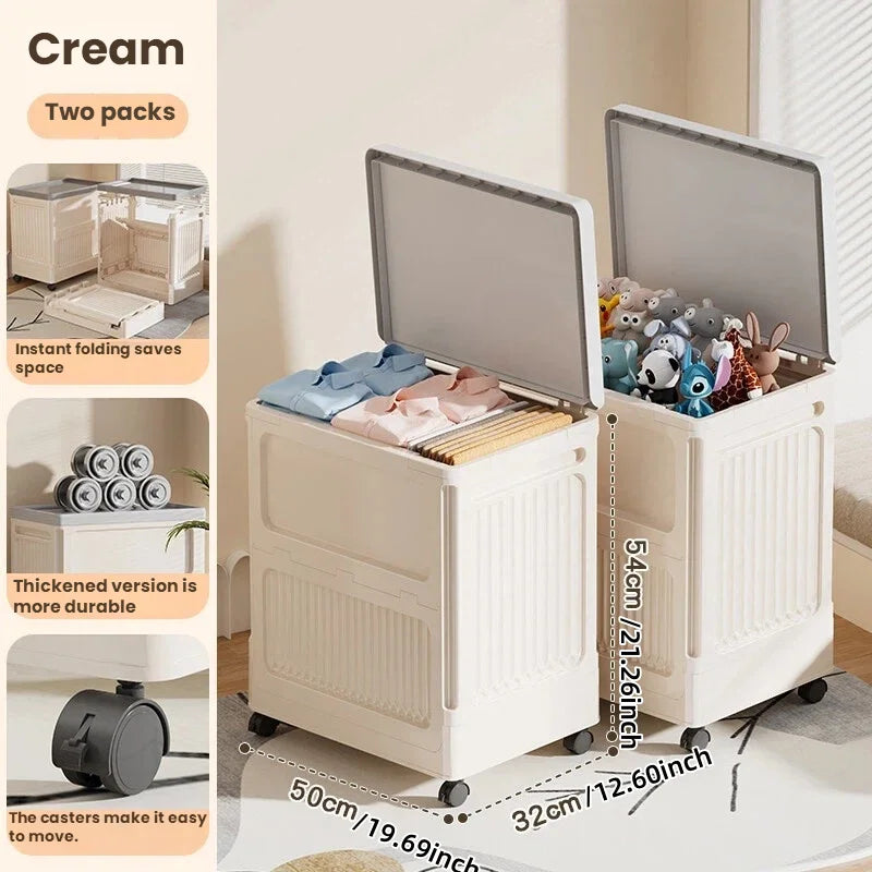 Foldable Storage Box with Wheels - Dust-Proof Large Capacity Organizer for Clothes & Quilts