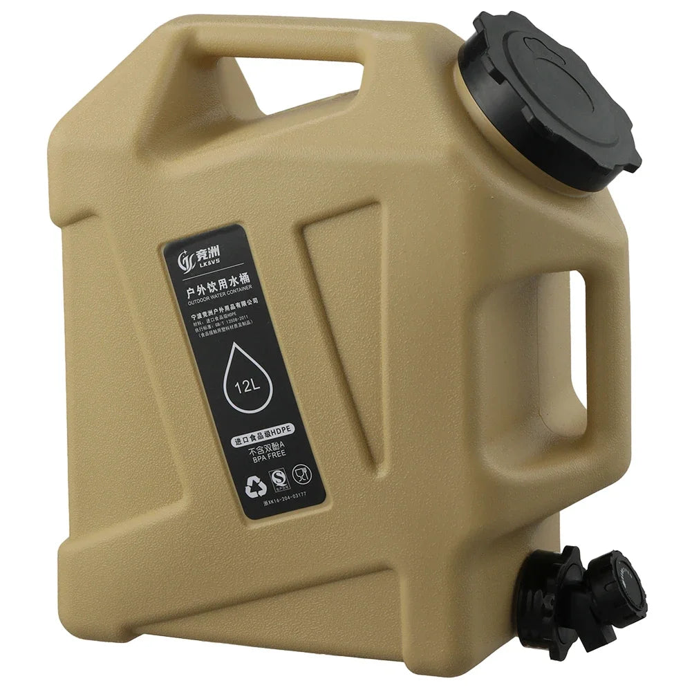 12L Portable Camping Water Container β Large Capacity Outdoor Water Bucket with Detachable Faucet for Picnic & Travel