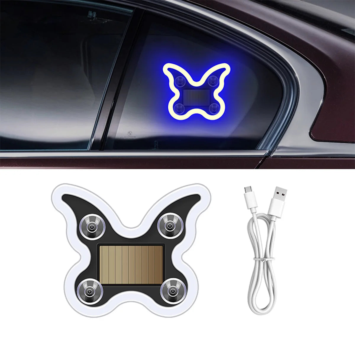 Heart-Shaped Solar Car Ambient Light - Dynamic Gradient RGB LED Interior Decoration Accessory