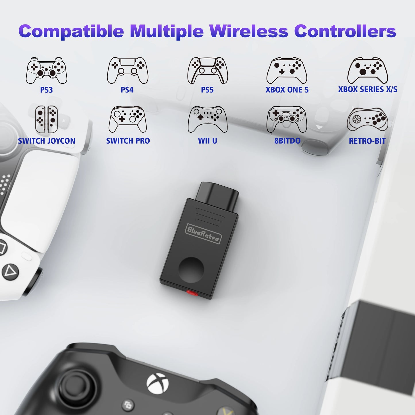 RetroScaler BlueRetro NES Wireless Adapter – Connect NES Console to PS3, PS4, Switch & 8BitDo/Ipega9076 Controllers