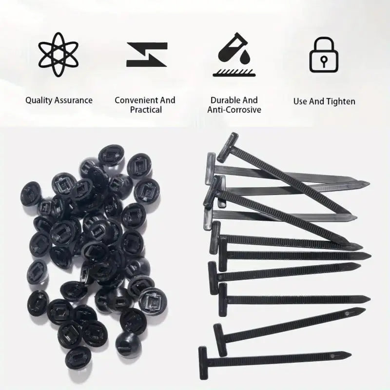 Cable Tie Buckle Clips - Core Nail Fastener Clips for Fender, Trunk & Panel Repair