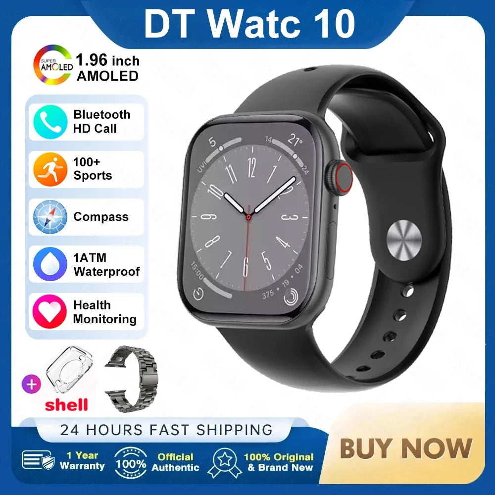 2025 DT 10 Smart Watch – 2.01" AMOLED, 16GB, Music, 3D Surround, BT Call, Waterproof Smartwatch for Men & Women