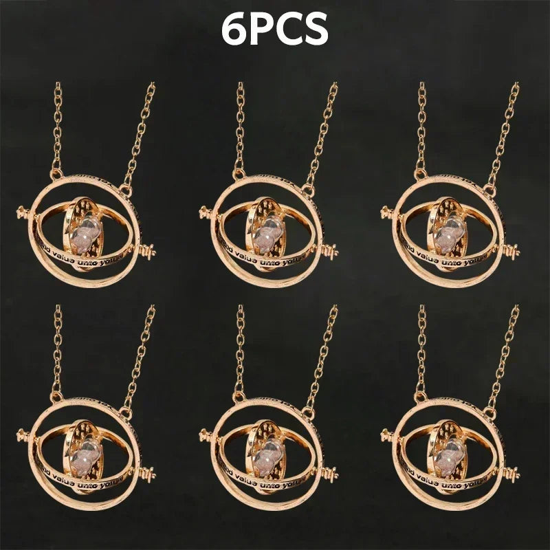 Harry Potter Time-Turner Hourglass Necklace - 360° Rotatable Cosplay Pendant and Unique Mother’s Day Gift