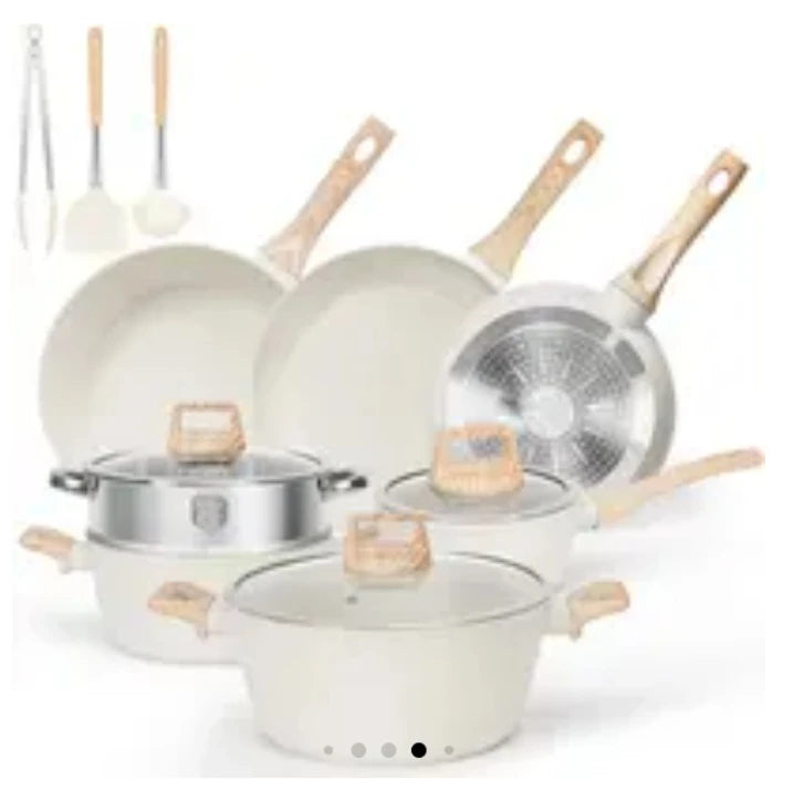 SODAY 12 Piece Granite Nonstick Cookware Set - Induction Compatible Kitchen Pots and Pans