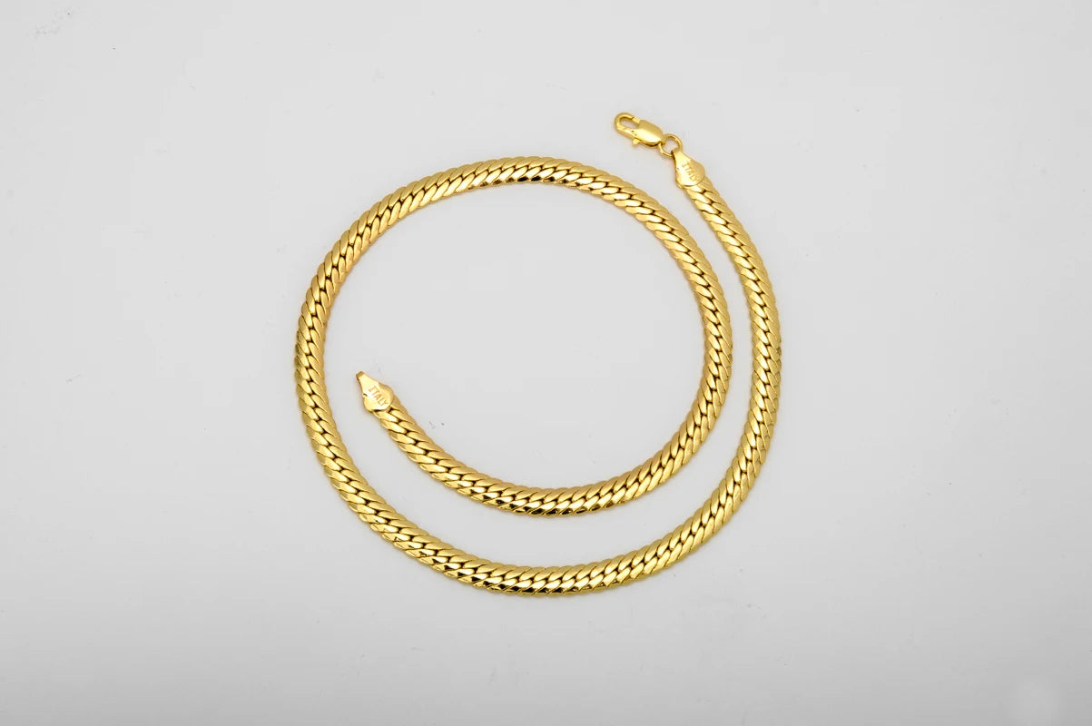 Sunny Jewelry Gold Plated Copper Snake Chain Necklace for Men & Women - Italy 750, High Quality for Daily Wear & Gifts