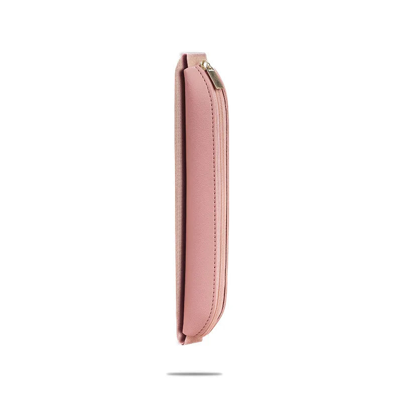PU Leather Pencil Bag - Portable Multi-Function Storage Pouch with Elastic Band & Pen Clip for Office, Laptop & Notebook