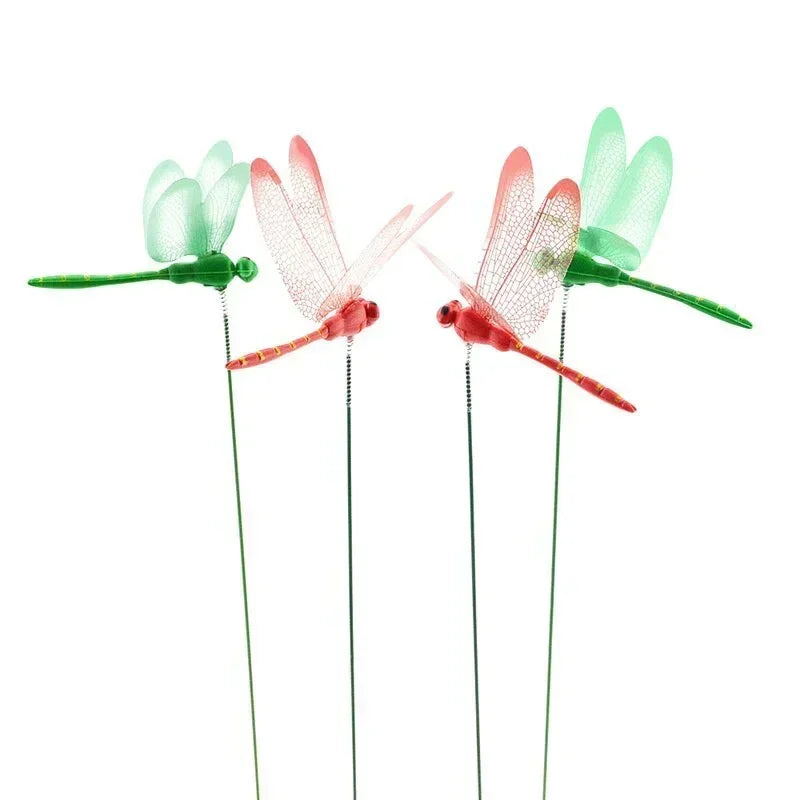 3D Simulated Dragonfly Garden Stakes β Decorative Plastic Flower Pot & Fence Ornaments (10/20PCS)