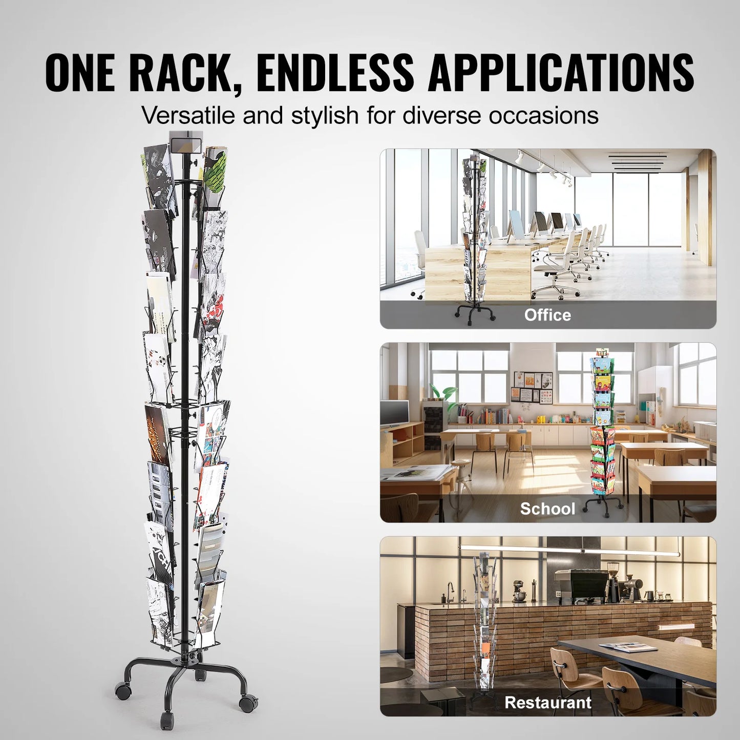 SucceBuy 32-Pocket Rotating Greeting Card & Brochure Display Rack – 360° Postcard Stand for Office, Shop & Exhibitions