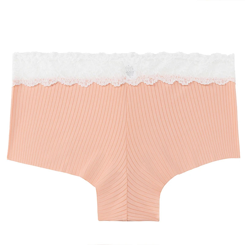 TrowBridge Women’s Seamless Silk Satin Panties – Lace Hollow Breathable Boyshort Underwear