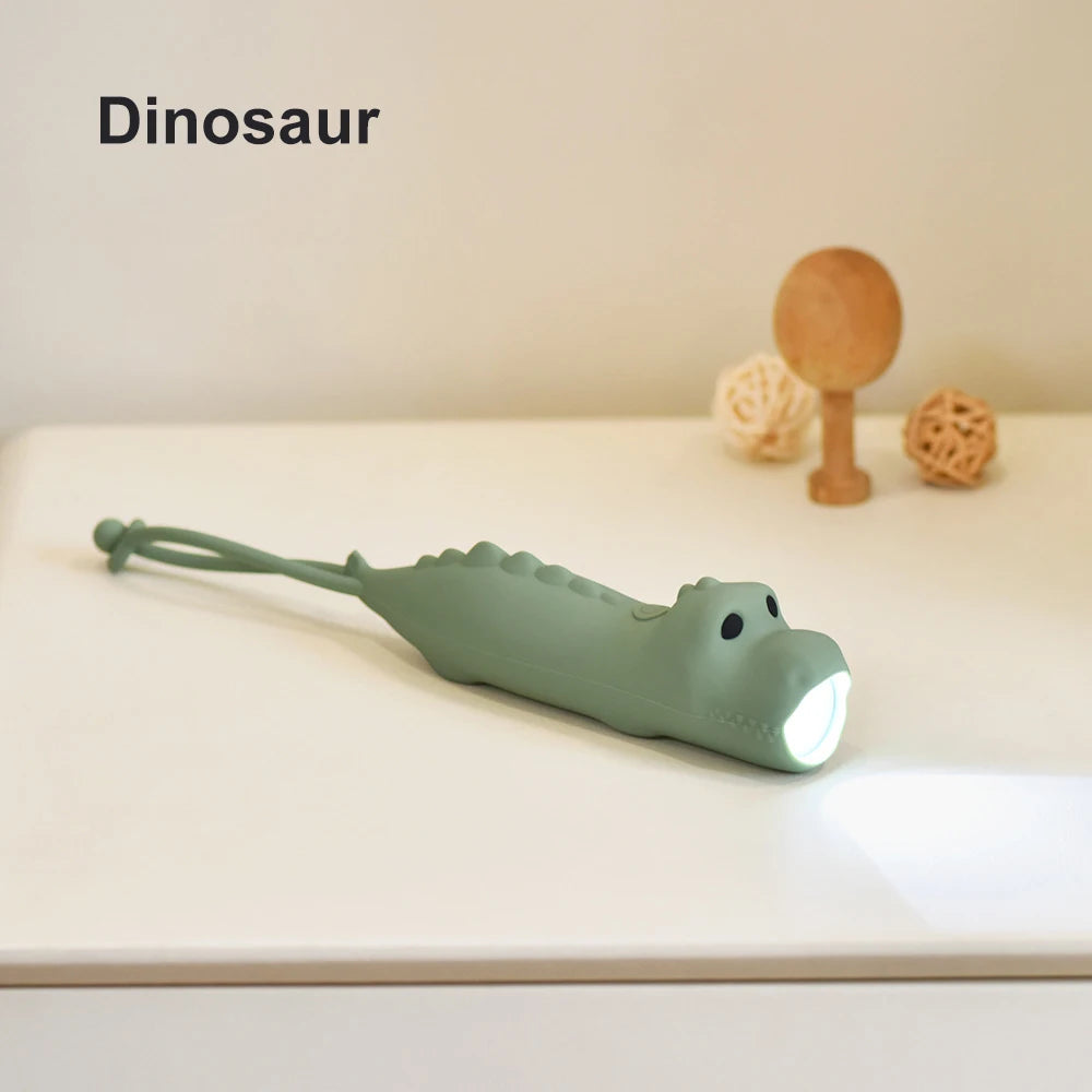 GGbingo Cute Silicone LED Flashlight – USB Rechargeable Bear and Rabbit Torch for Kids, Home, and Outdoor Use