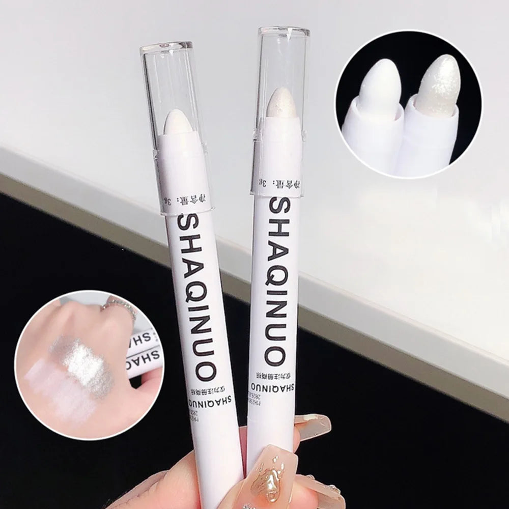 Matte Eyeshadow Stick & White Eyeliner - Shimmer Silver Highlighter Pen