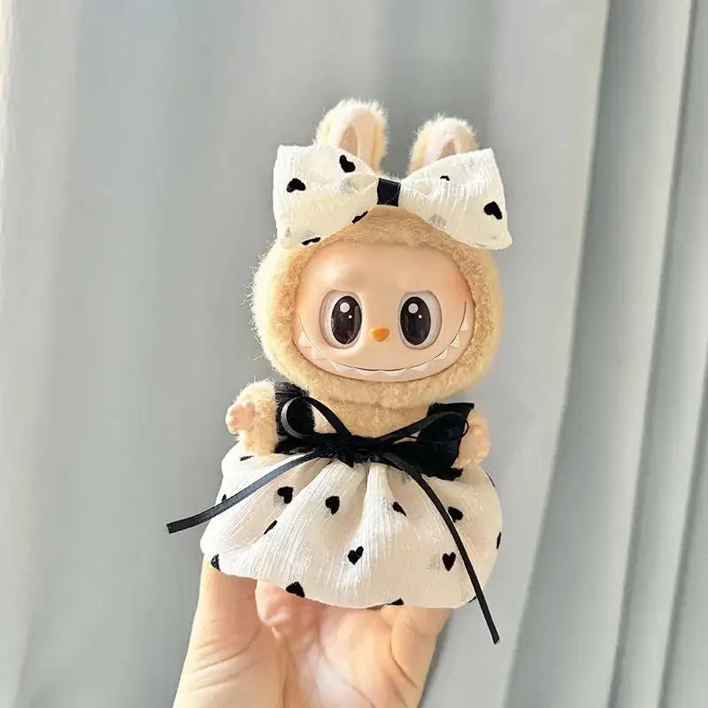 Mini Doll Clothes Outfit - Kpop EXO Labubu Idol V1 V2 Skirt & Sweater Set, Korea-Inspired Gift
