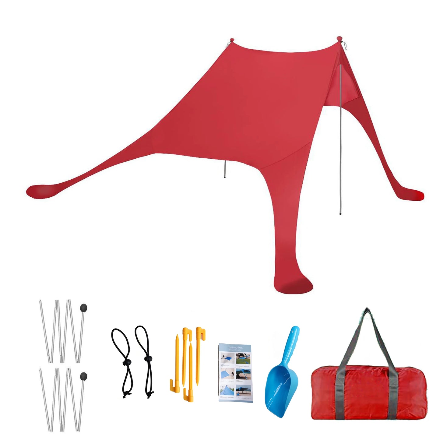 Family Beach Canopy – Large UPF50+ Sunshade Tent with Stability Poles for Beach, Camping, Parties & Picnics