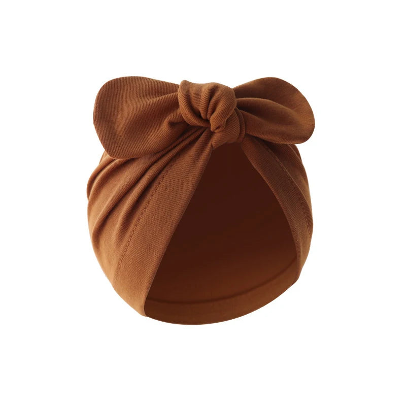 Cute Bunny Ears Baby Turban Hat – Solid Color Soft Cotton Beanie for Infant Girls & Boys, Toddler Bonnet Headwrap