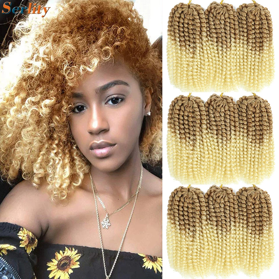 Kinky Curly Crochet Hair Extensions 8–12 Inch – Marlybob Jerry Curl Synthetic Afro Curly Hair, Short Passion Twist Braiding Crochet Hair for Women