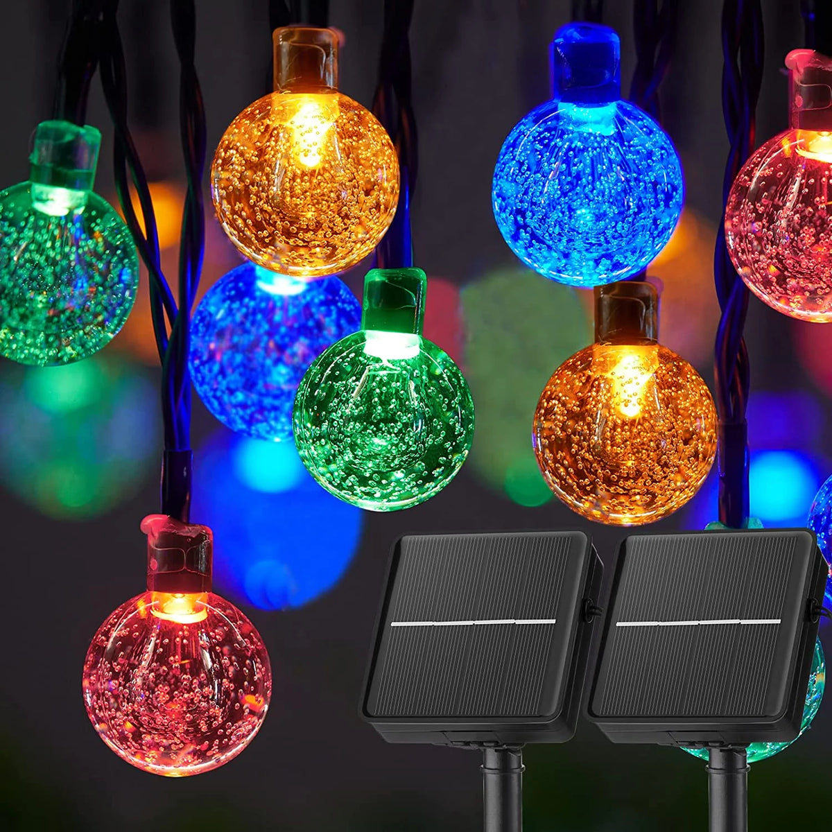 60 LED Solar String Lights - Waterproof Crystal Globe Garden Lights with 8 Modes for Patio, Party & Tree Decor