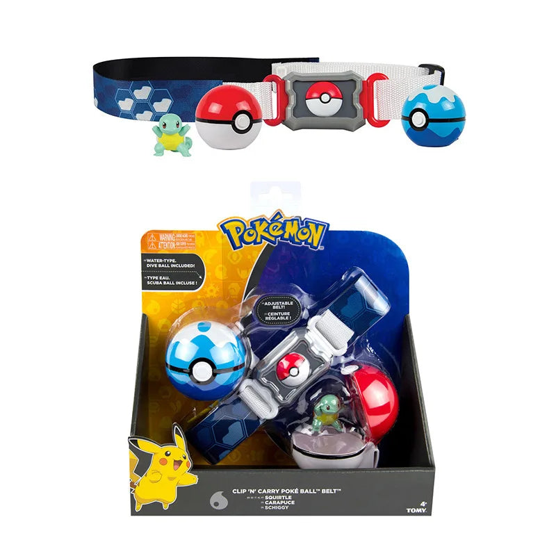 Pokémon Toy Belt Set — Poké Ball Battle Belt with Pikachu, Eevee, Charmander & Bulbasaur for Kids Gift