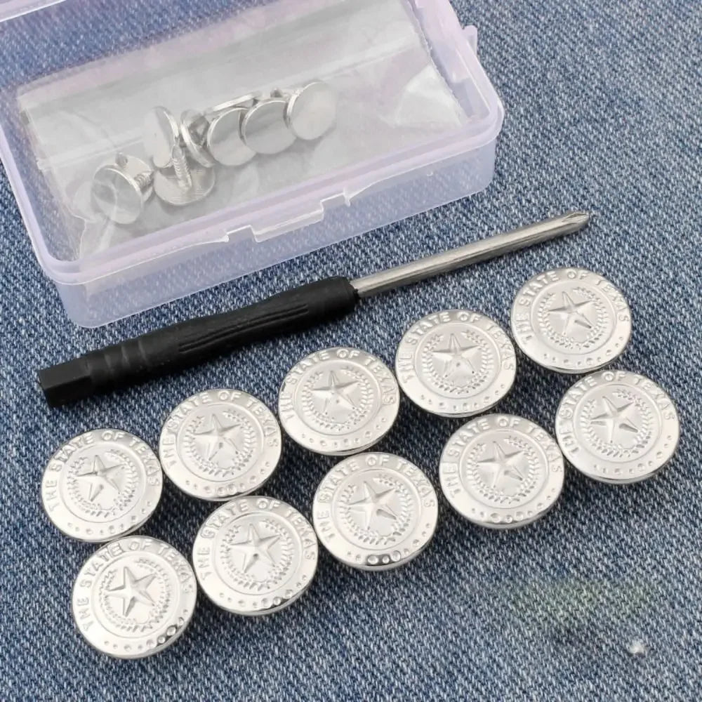10Pcs No-Sew Metal Jeans Buttons β Removable Nail-Free Waist Adjust Buckles for Pants