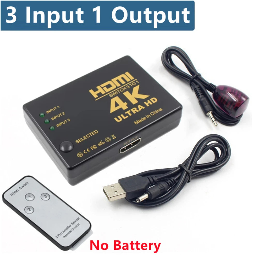 5x1 HDMI Switch 4K – 5 Input 1 Output Video Switcher with IR Remote for Xbox, PS4, PC, Laptop & HDTV