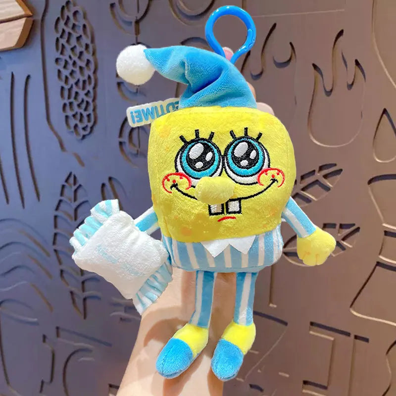 Potdemiel Anime Pink SpongeBob & Patrick Star Kawaii Plush Keychain — Cosplay Stuffed Keyring Gift for Kids