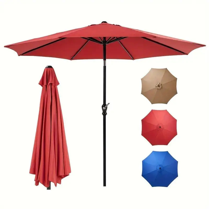 9FT Outdoor Patio Umbrella – Push-Button Tilt & Hand Crank, UV-Resistant Table Umbrella for Pool, Garden, Commercial & Residential Use
