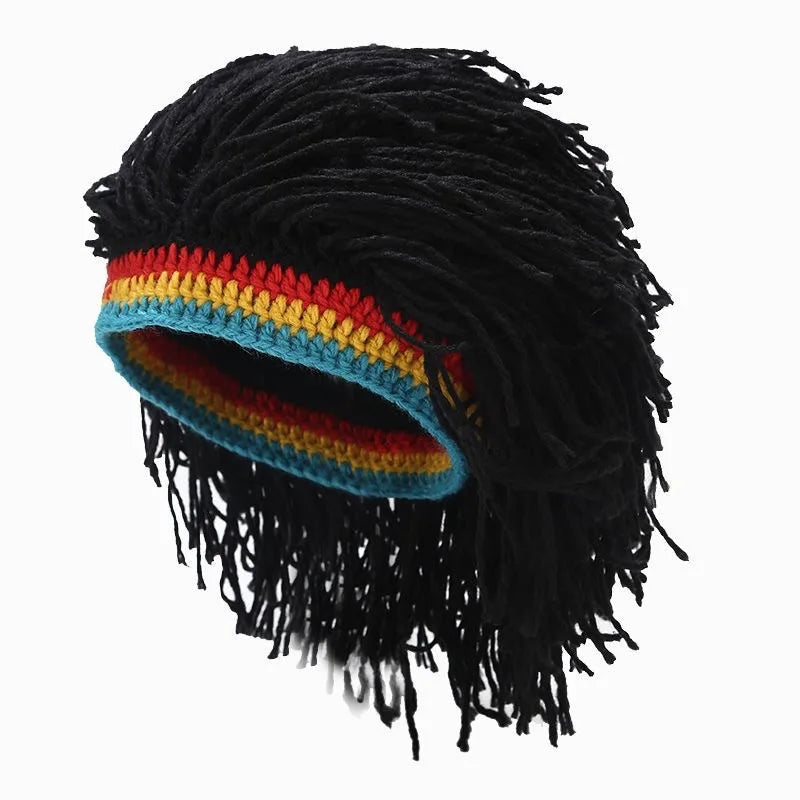 Unisex Synthetic Dreadlock Wig Beanie β Handmade Crochet Rasta Hat for Hip Hop, Jamaica, African Party & Dance