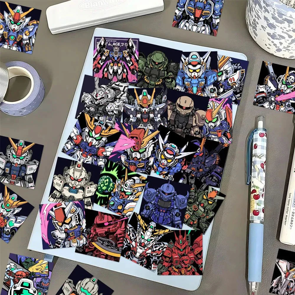 10/30/60-Piece Gundam Anime Sticker Set - Waterproof Graffiti Decals for Phones, Luggage, Helmets, Bikes, and DIY Stationery