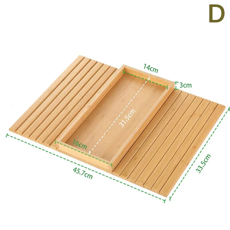 Bamboo Couch Cup Holder – Anti-Slip Foldable Sofa Armrest Tray for Cups, Snacks & Remote Control 1/2