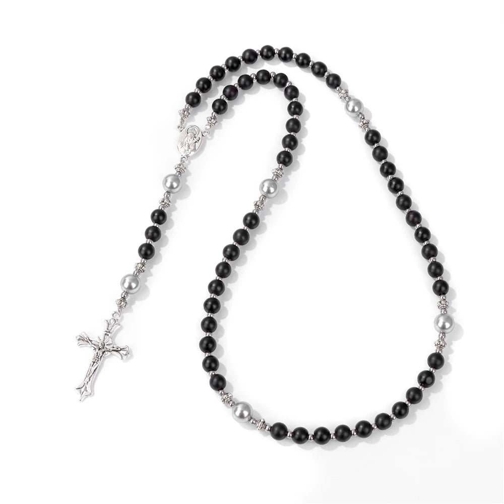 6mm Tiger Eye Rosary Beads Necklace β Catholic Jesus & Virgin Mary Pendant Long Knotted Chain Religious Jewelry for Men & Women