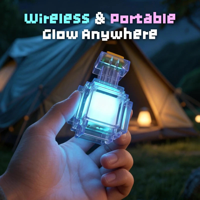 Rechargeable 7 Color Liquid Bottle Night Light - Pixel Style LED Bedroom Decor Lamp Kids Gift Game Room Decoration
