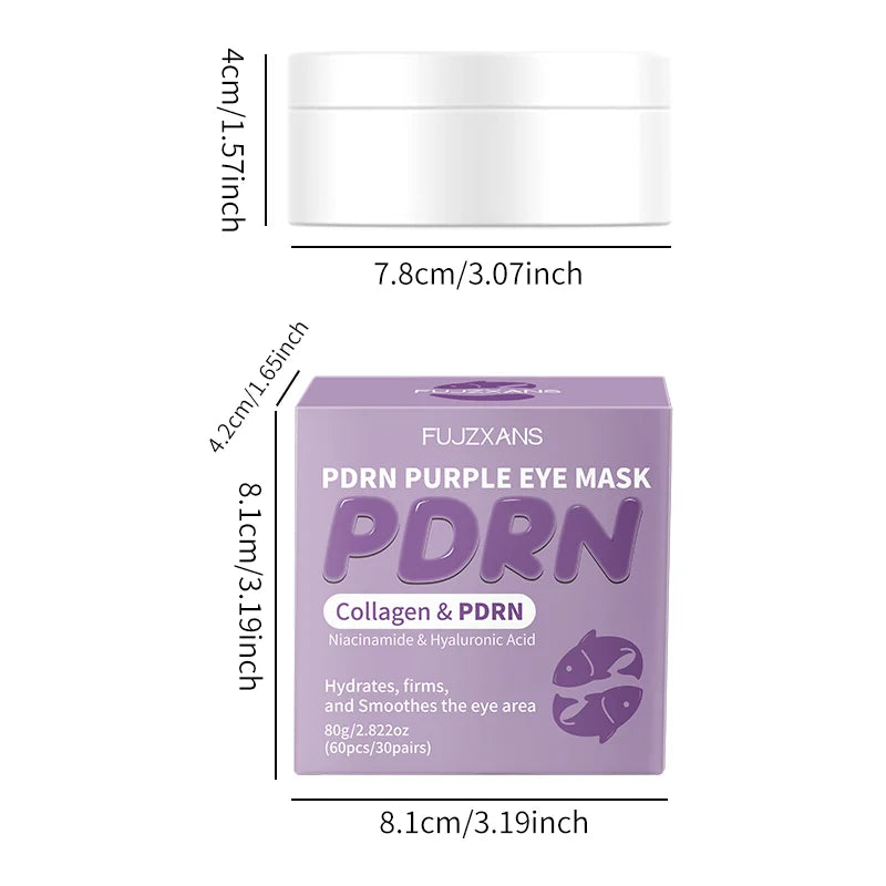 PDRN Under Eye Patches - 60 Patches (30 Pairs) with Niacinamide & Collagen for Dark Circles, Puffiness, Brightening & Hydrating Skin