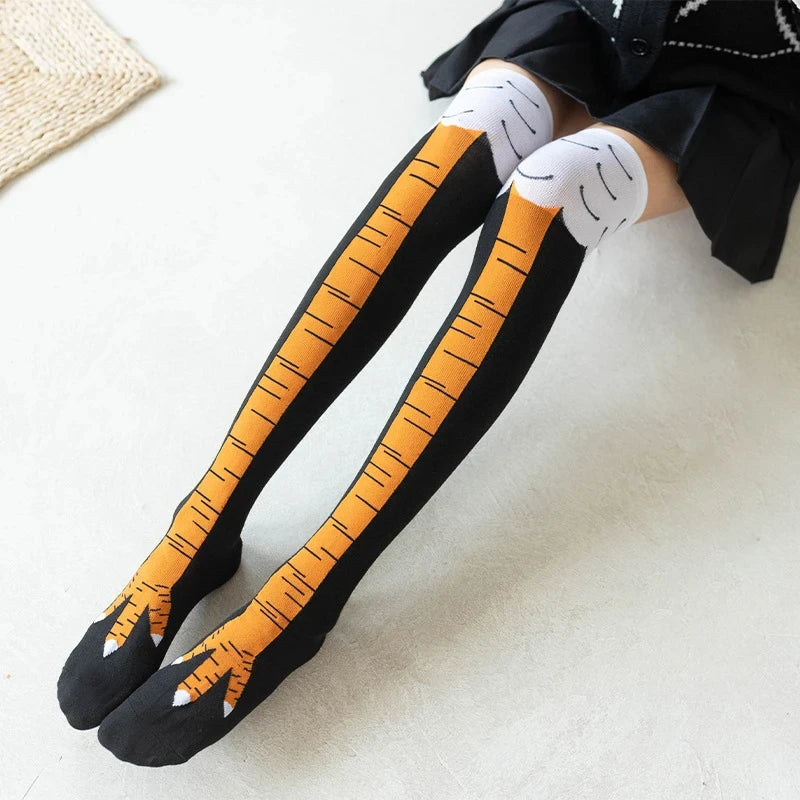 Funny Chicken Paw Stockings - Realistic Over-the-Knee Novelty Socks for Women