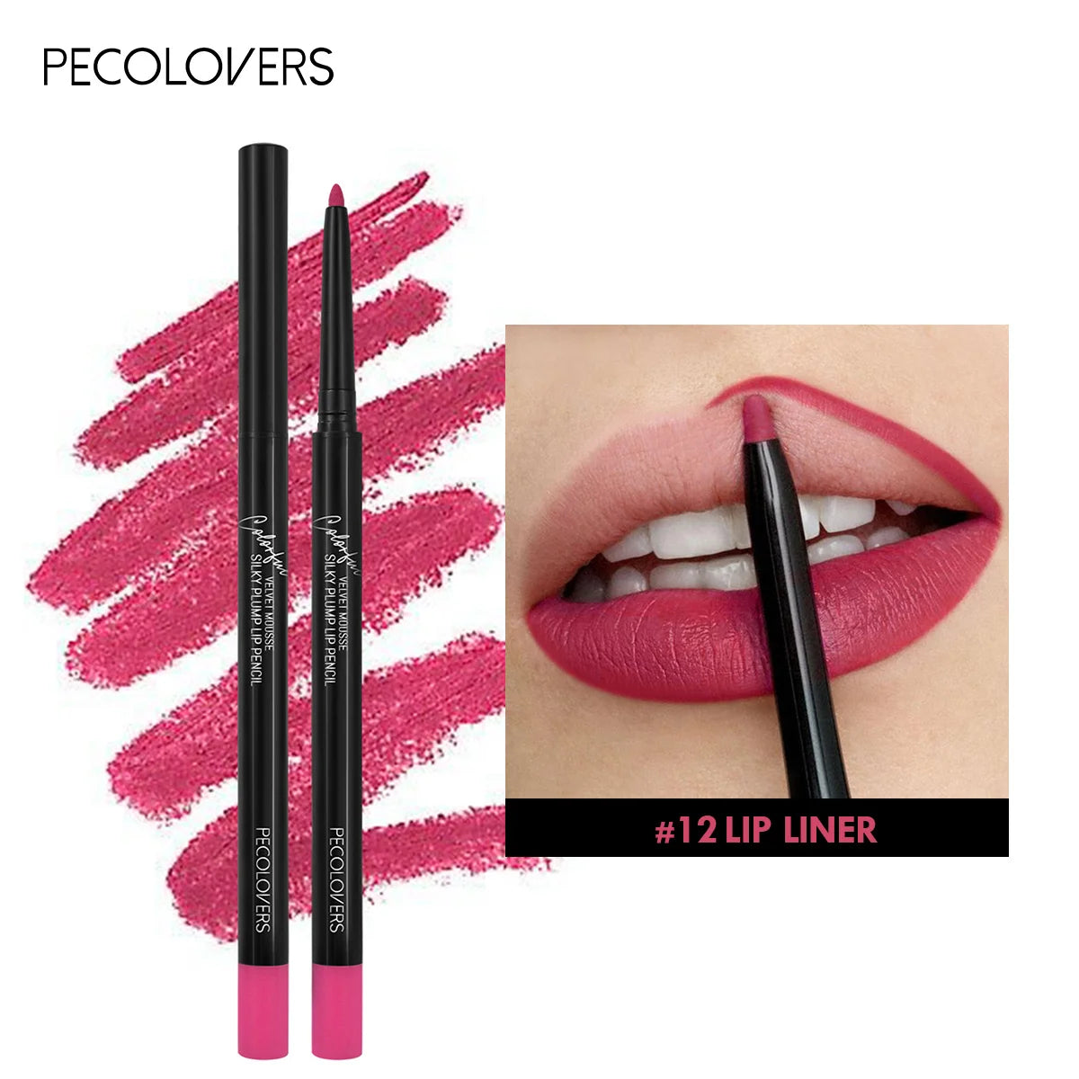 Waterproof Matte Lipliner Pencil – Long Lasting Red Contour Tint, Non-Stick & Moisturizing Lipstick in 12 Colors