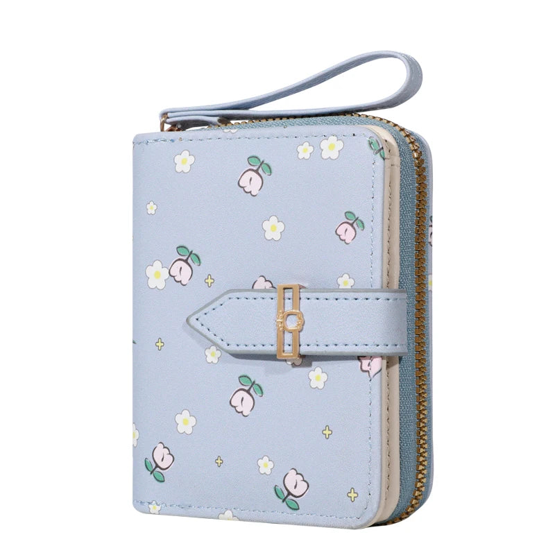 Flower Patterned Credit Card Holder β Small Zipper Card Case Wallet for Women & Men, Handheld and Compact