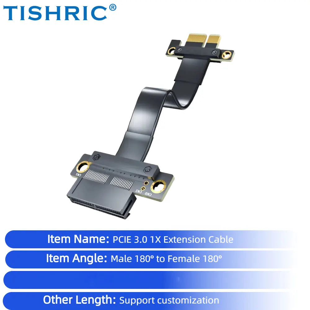TISHRIC PCIe 3.0 X1 Extension Cable - 5/10/15/20CM High Speed PCI Express Riser Cable with 90°/180° Right Angle Connector